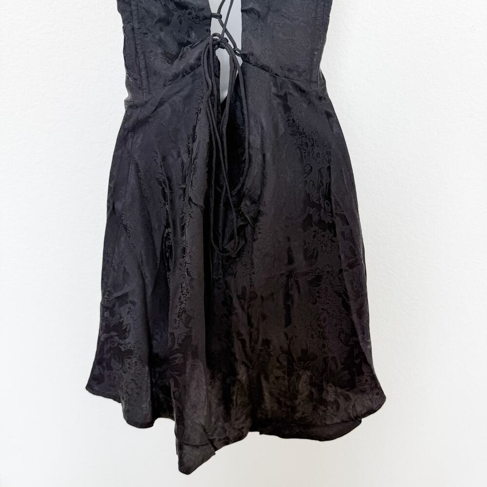 For Love & Lemons Dress Womens Medium Black Gabrielle Mini Slip Whimsygoth Y2K - Picture 13 of 14